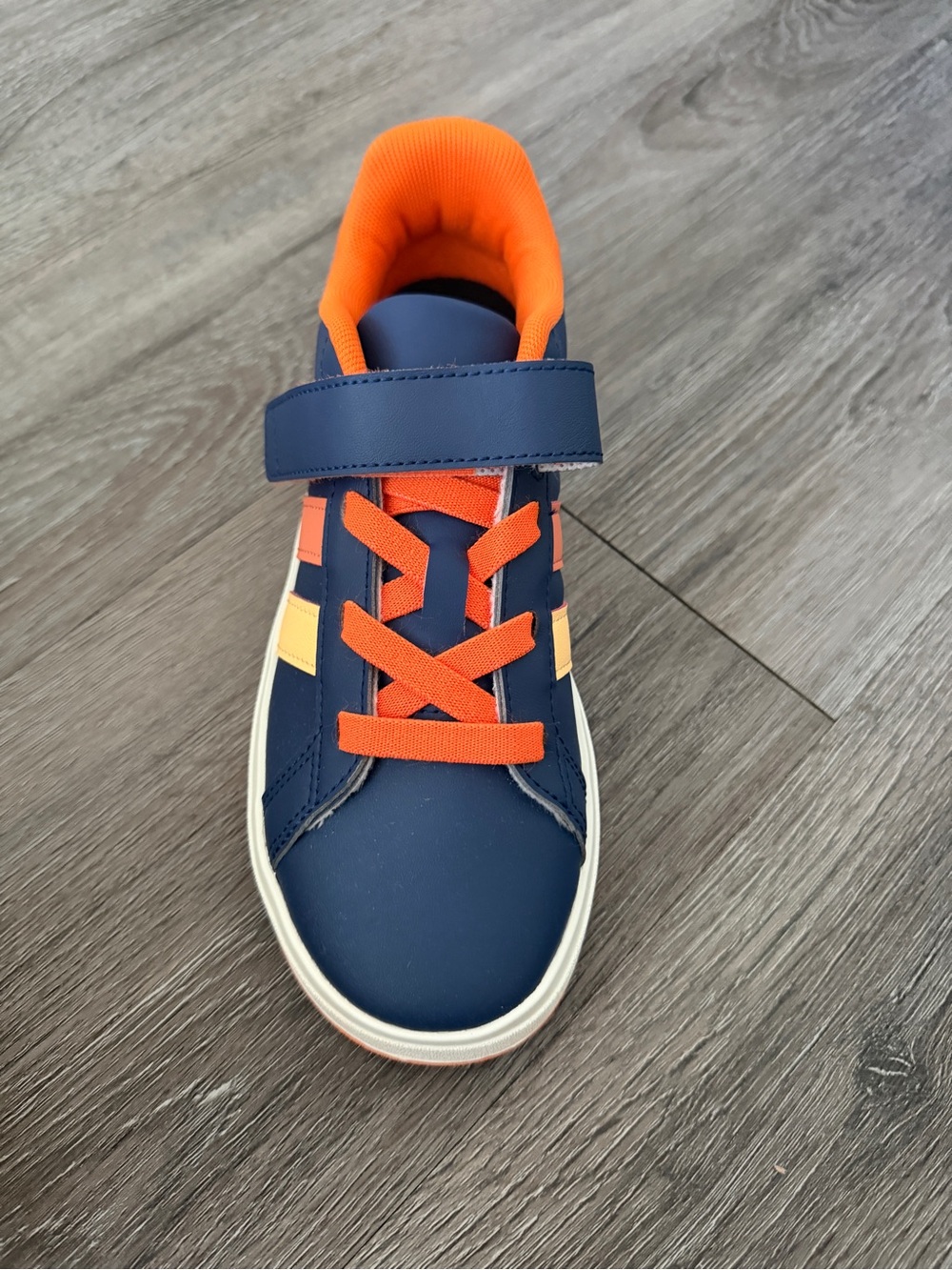 adidas Navy and Orange Kids Velcro Sneakers